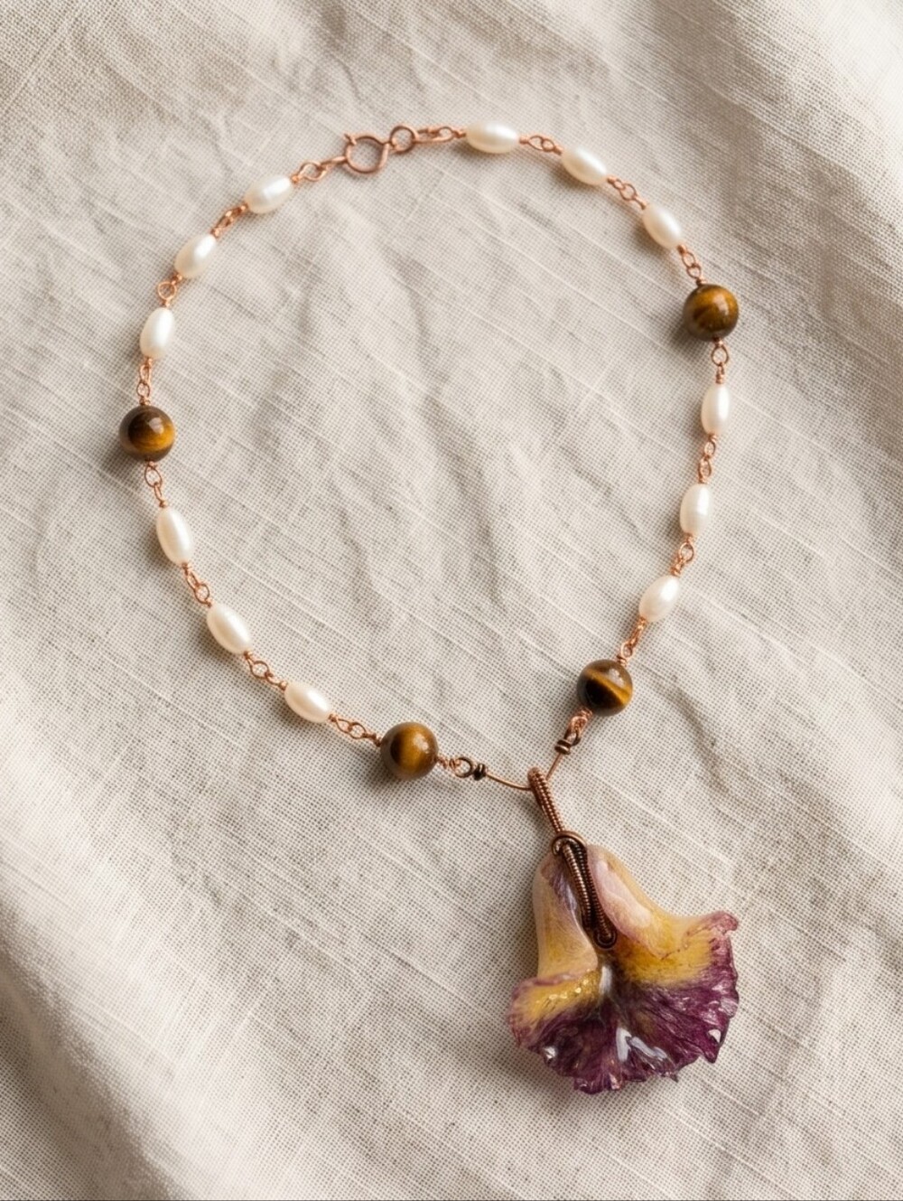 #316 HAND CRAFTED Necklace handcrafted handmade Dried Orchid Resin